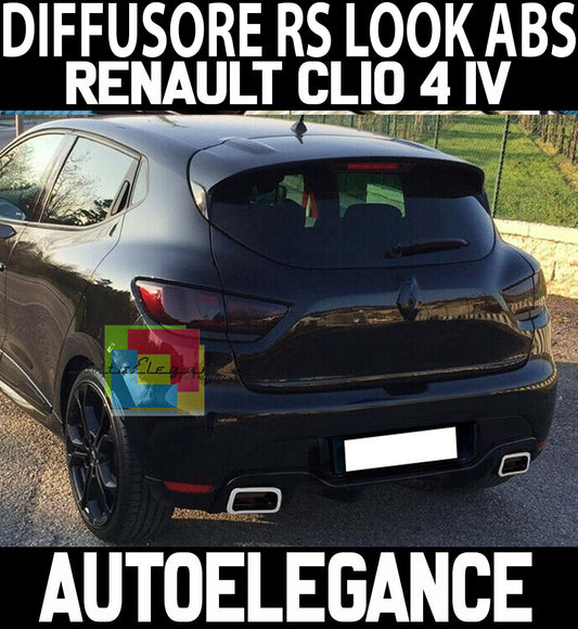 RENAULT CLIO 4 IV 2012-2019 REAR DIFFUSER RS LOOK ABS GLOSSY BLACK