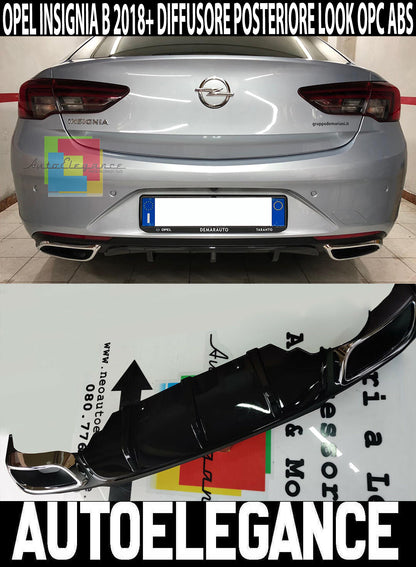 OPEL INSIGNA B UNDER BUMPER DIFFUSER WITH OVAL TIP BLACK ABS OPC LOOK