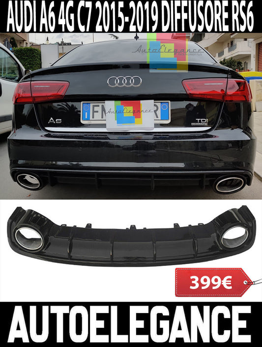 SPOILER SOTTO PARAURTI + TERMINALI ACCIAIO AUDI A6 4G 2015+ LIFT DIFFUSORE RS6