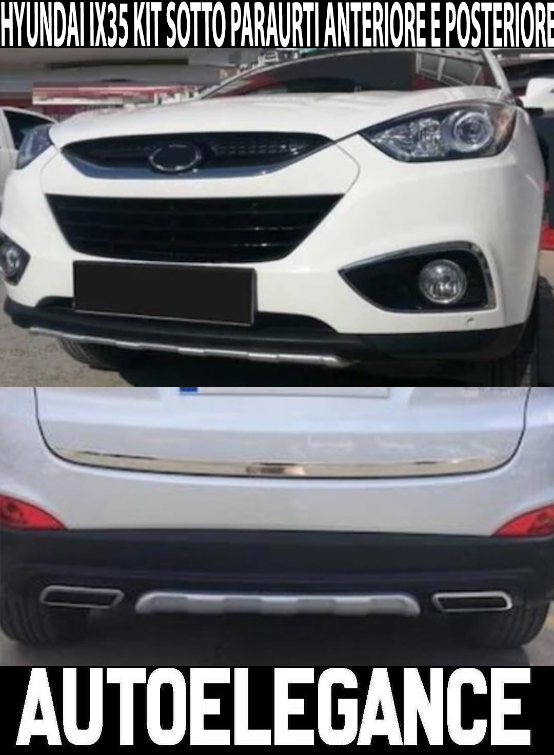 HYUNDAI IX35 2009-2015 SPOILER SOTTO PARAURTI ANTERIORE + POSTERIORE IN ABS