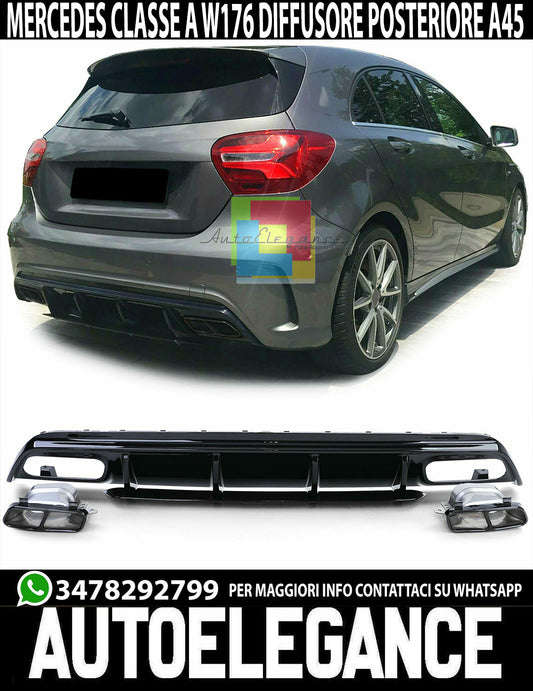 MERCEDES A-CLASS W176 UNDER BUMPER DIFFUSER WITH BLACK TIPPER AMG A45