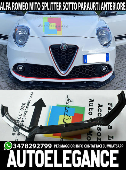 ALFA ROMEO MITO 2008+ SPOILER LAMA SOTTO PARAURTI ANTERIORE ABS NERO SPLITTER AUTOELEGANCERICAMBI