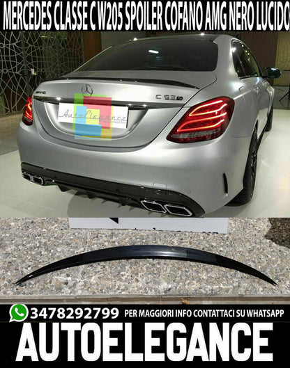 MERCEDES C-CLASS W205 GLOSS BLACK REAR HOOD SPOILER AMG