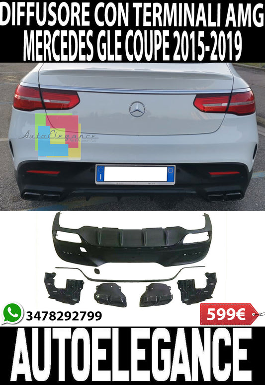 MERCEDES GLE COUPE C292 15-18 REAR DIFFUSER ABS TIPPER AMG BLACK