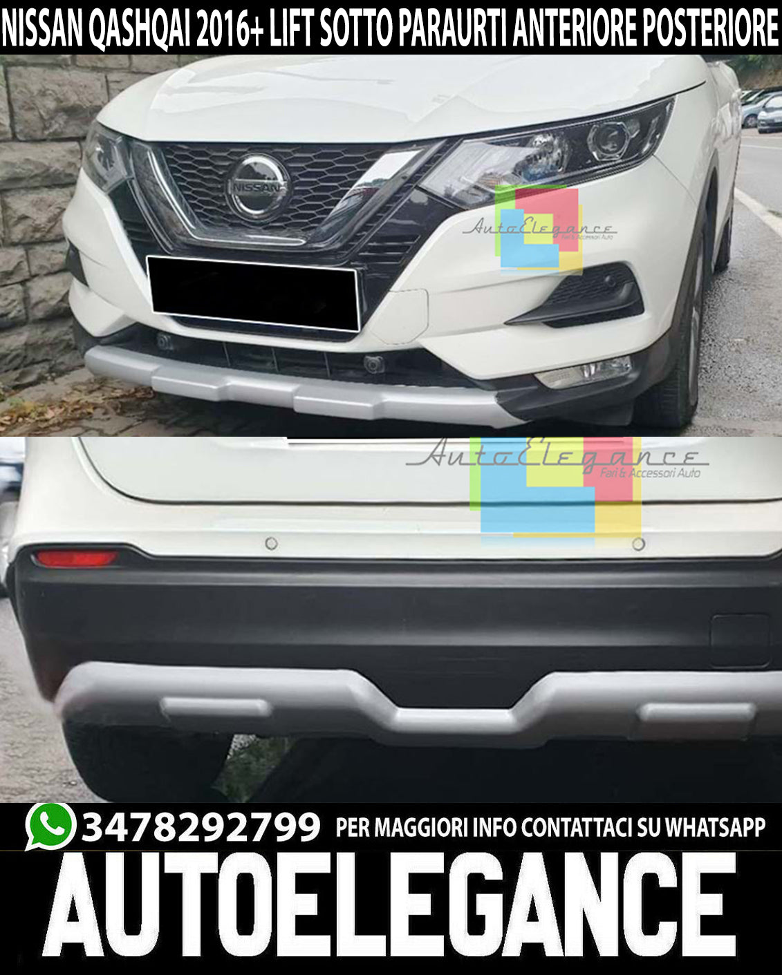 FRONT + REAR BUMPER SPOILER FOR NISSAN QASHQAI J11 2016+ LIFT