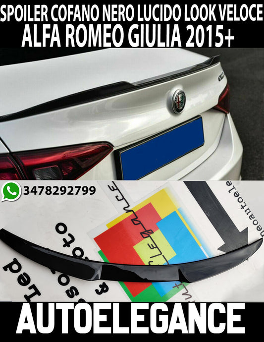 BONNET SPOILER ALFA ROMEO GIULIA FROM 2015+ SPORTY DESIGN IN ABS / BLACK 