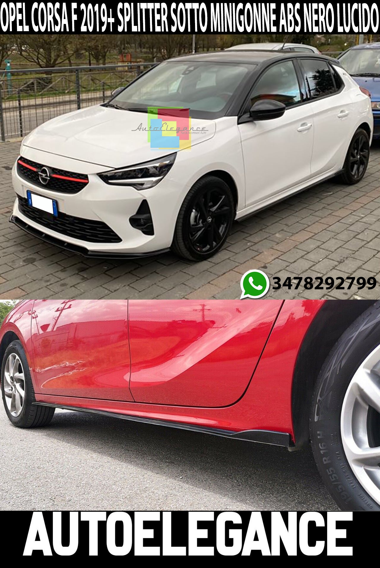 SPLITTER UNDER SIDE SKIRTS UNDER DOOR OPEL CORSA F 2019+ IN BLACK ABS