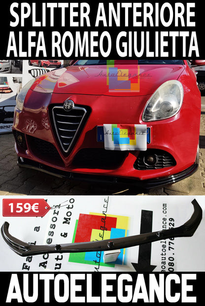 ALFA ROMEO GIULIETTA 2010+ LIP SPOILER SOTTO PARAURTI ANTERIORE ABS NERO LUCIDO AUTOELEGANCERICAMBI