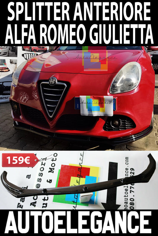 ALFA ROMEO GIULIETTA 2010+ LIP SPOILER SOTTO PARAURTI ANTERIORE ABS NERO LUCIDO AUTOELEGANCERICAMBI