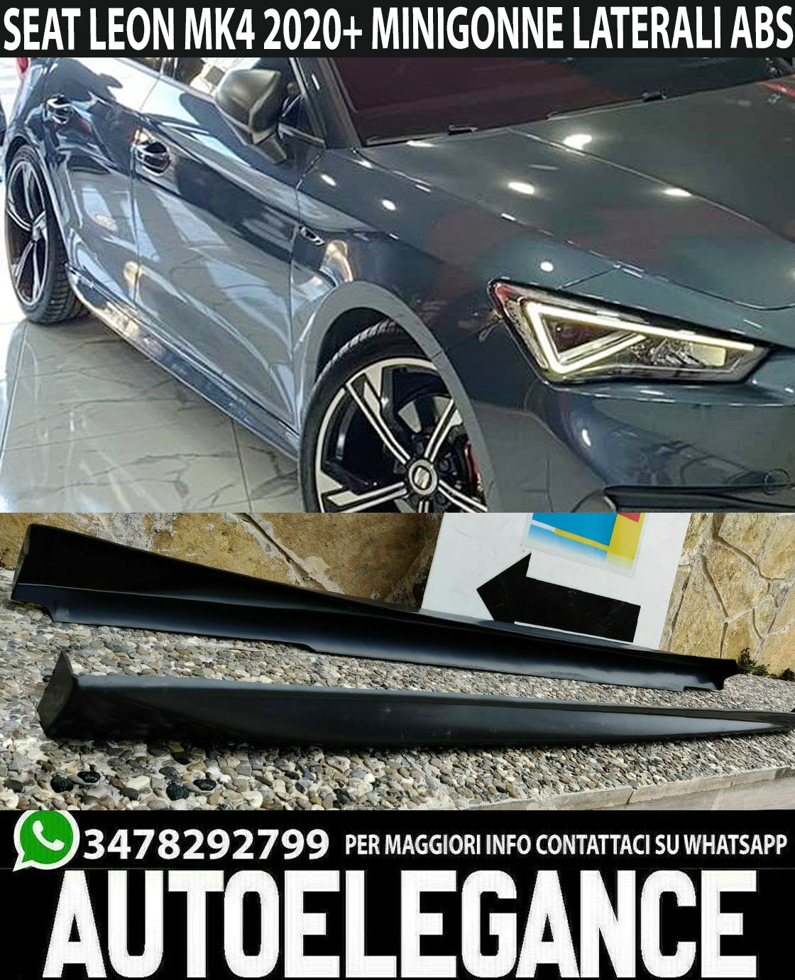 SEAT LEON KL MK4 2020+ CUPRA DESIGN DOOR SIDE SKIRTS IN ABS