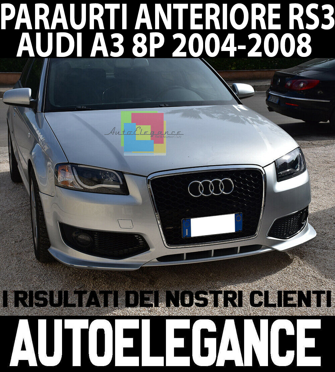 PARAURTI ANTERIORE SPORTIVO PER AUDI A3 8P 2004-2008 LOOK RS3 NIDO D&apos;APE -1