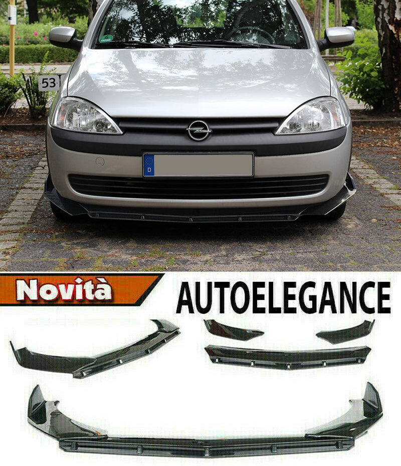 OPEL CORSA C FRONT BUMPER SPLITTER GLOSSY BLACK RS LOOK - 3P -