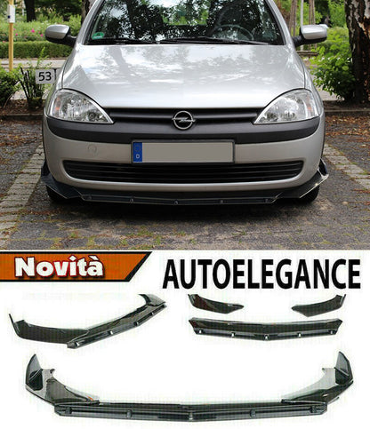OPEL CORSA C FRONT BUMPER SPLITTER GLOSSY BLACK RS LOOK - 3P -