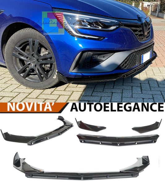 RENAULT MEGANE 2016-2021 FRONT BUMPER SPLITTER GLOSS BLACK RS LOOK