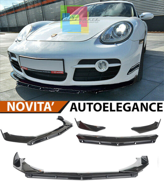 PORSCHE CAYMAN 987 FRONT BUMPER SPLITTER GLOSS BLACK RS LOOK