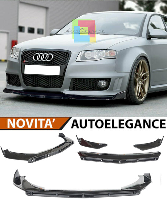 AUDI A4 B7 2004-2007 SPLITTER PARAURTI ANTERIORE NERO LUCIDO LOOK RS AUTOELEGANCERICAMBI