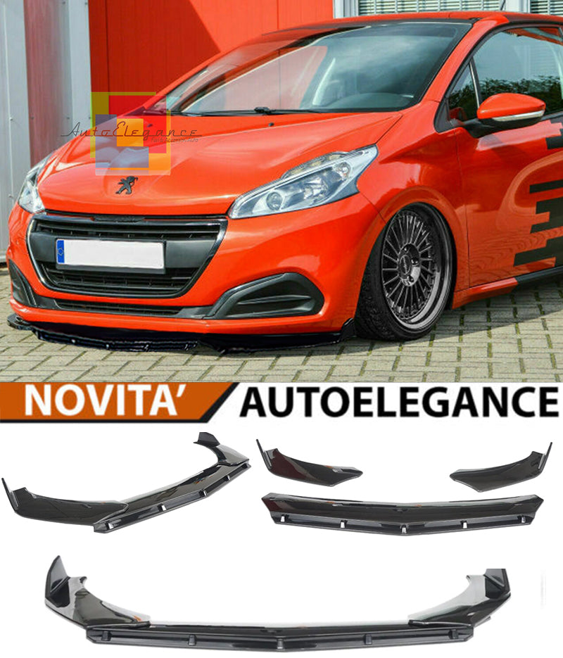 PEUGEOT 208 2012+ FRONT BUMPER SPLITTER GLOSS BLACK RS LOOK