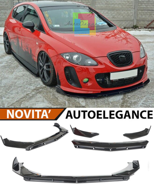 SEAT LEON 1P1 MK2 FRONT BUMPER SPLITTER GLOSS BLACK RS LOOK