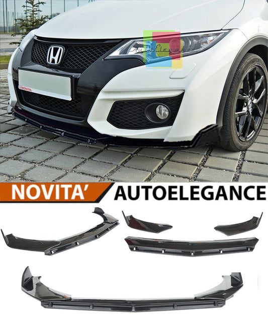 HONDA CIVIC IX MK9 SPLITTER PARAURTI ANTERIORE NERO LUCIDO LOOK RS