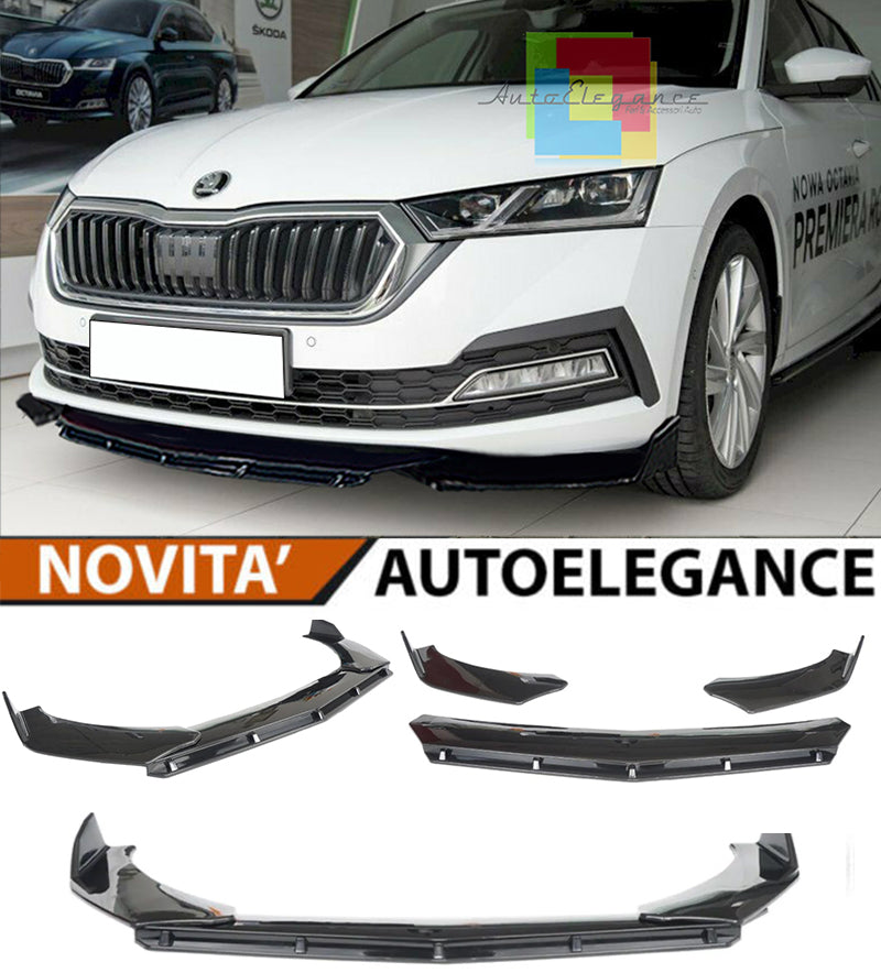 SKODA OCTAVIA IV 2019+ FRONT BUMPER SPLITTER GLOSS BLACK RS LOOK