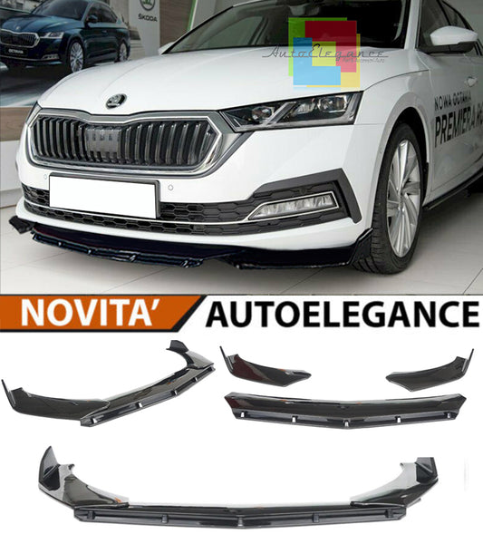 SKODA OCTAVIA IV 2019+ FRONT BUMPER SPLITTER GLOSS BLACK RS LOOK