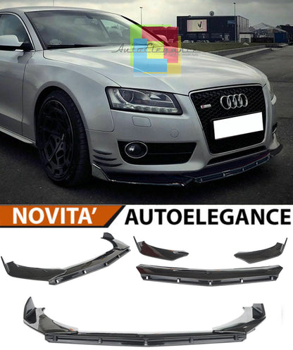 AUDI A5 2007-2011 SPLITTER PARAURTI ANTERIORE NERO LUCIDO LOOK RS5 AUTOELEGANCERICAMBI