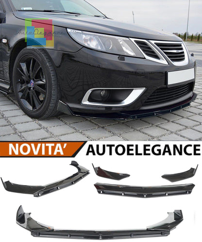 SAAB 9-3 9.3 SPLITTER PARAURTI ANTERIORE NERO LUCIDO LOOK RS