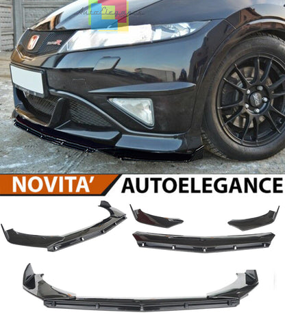 HONDA CIVIC VIII MK8 FRONT BUMPER SPLITTER GLOSS BLACK RS LOOK