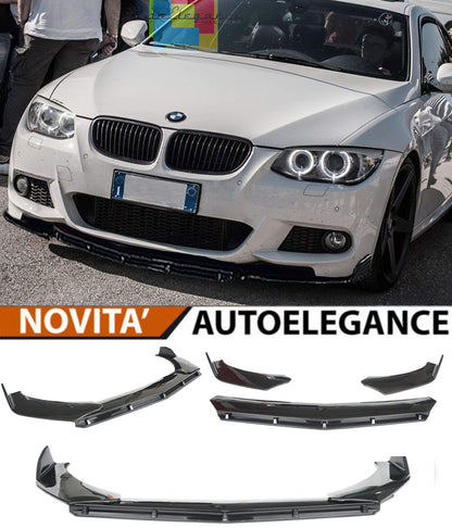 BMW SERIE 3 E92 E93 SPLITTER PARAURTI ANTERIORE NERO LUCIDO LOOK M3 AUTOELEGANCERICAMBI