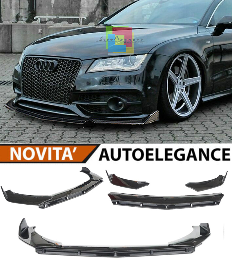 AUDI A7 SLINE S7 SPLITTER PARAURTI ANTERIORE NERO LUCIDO LOOK RS7 AUTOELEGANCERICAMBI