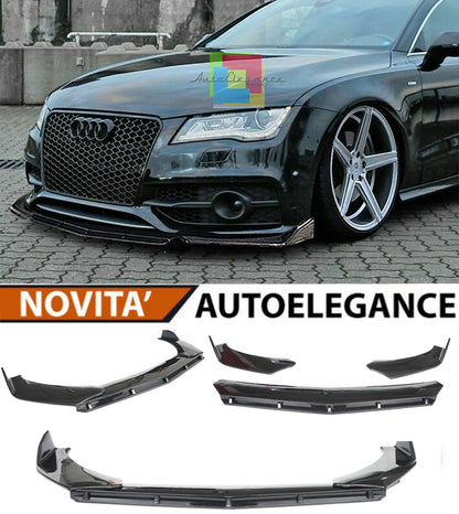 AUDI A7 SLINE S7 SPLITTER PARAURTI ANTERIORE NERO LUCIDO LOOK RS7 AUTOELEGANCERICAMBI