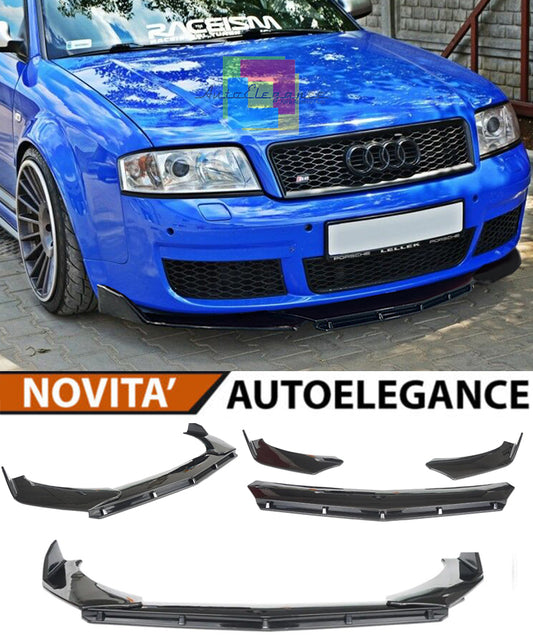 AUDI A6 C5 1997-2005 SPLITTER PARAURTI ANTERIORE NERO LUCIDO LOOK RS AUTOELEGANCERICAMBI