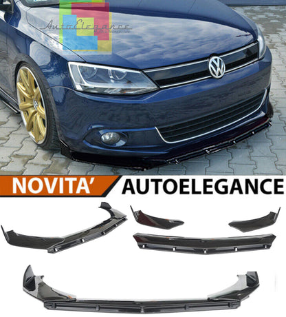 VW JETTA VI MK6 FRONT BUMPER SPLITTER GLOSS BLACK RS LOOK