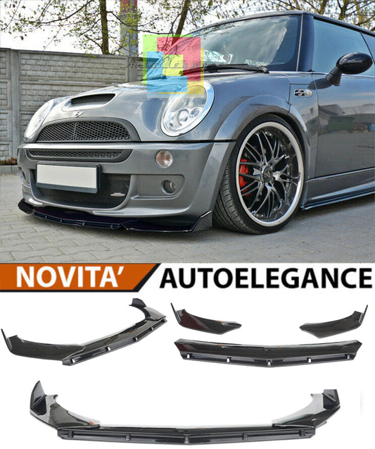 MINI COOPER S R50 R53 FRONT BUMPER SPLITTER GLOSS BLACK RS LOOK