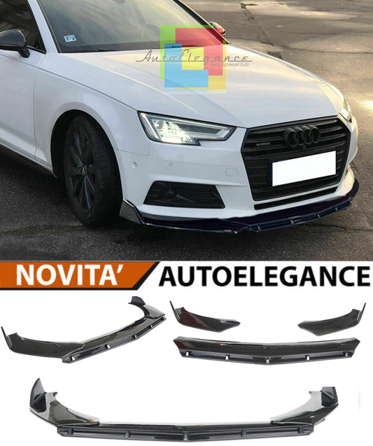 AUDI A4 B9 2015+ SPLITTER SOTTO PARAURTI ANTERIORE NERO LUCIDO LOOK RS AUTOELEGANCERICAMBI