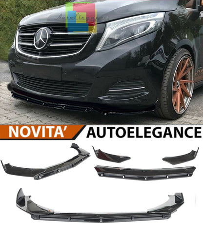 MERCEDES V W447 2014+ FRONT BUMPER SPLITTER GLOSS BLACK RS LOOK