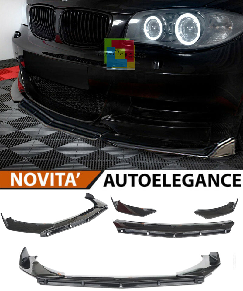 BMW SERIE 1 E81 E87 E82 E88 SPLITTER SOTTO PARAURTI ANTERIORE NERO LUCIDO LOOK RS AUTOELEGANCERICAMBI