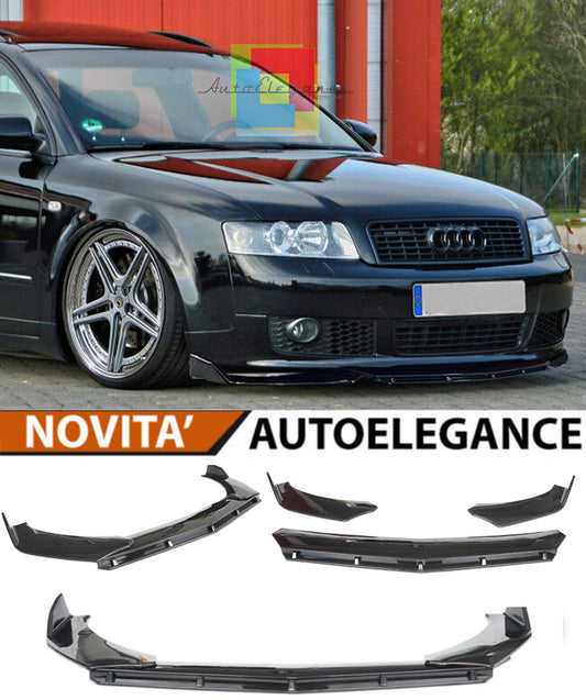 AUDI A4 B6 2000-2005 SPLITTER PARAURTI ANTERIORE NERO LUCIDO LOOK RS AUTOELEGANCERICAMBI
