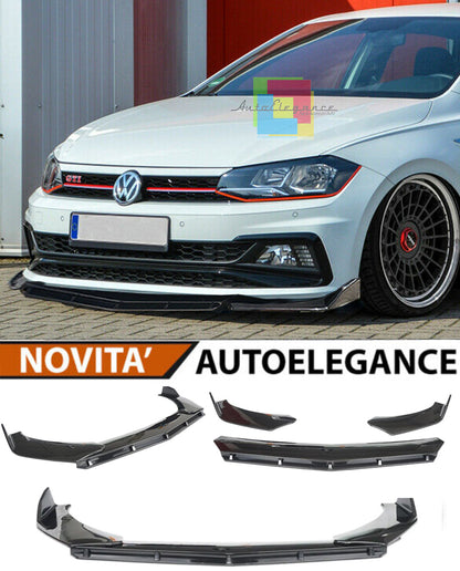 VW POLO AW1 GTI SPLITTER UNDER FRONT BUMPER GLOSS BLACK RS LOOK