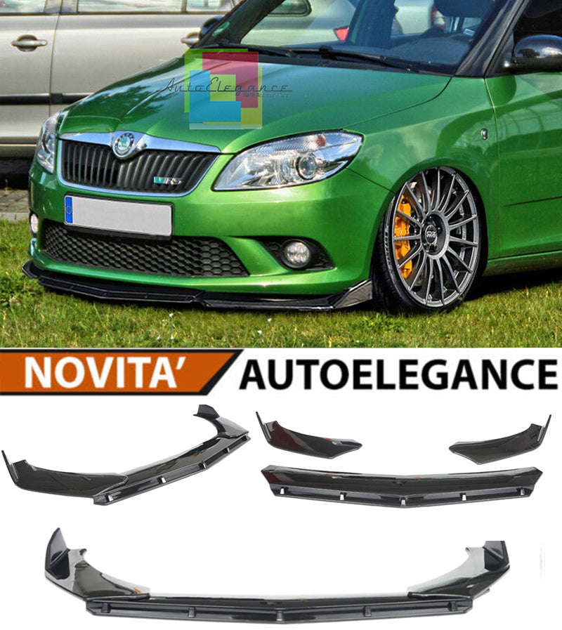 SKODA FABIA II FRONT BUMPER SPLITTER GLOSS BLACK RS LOOK
