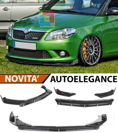 SKODA FABIA II FRONT BUMPER SPLITTER GLOSS BLACK RS LOOK