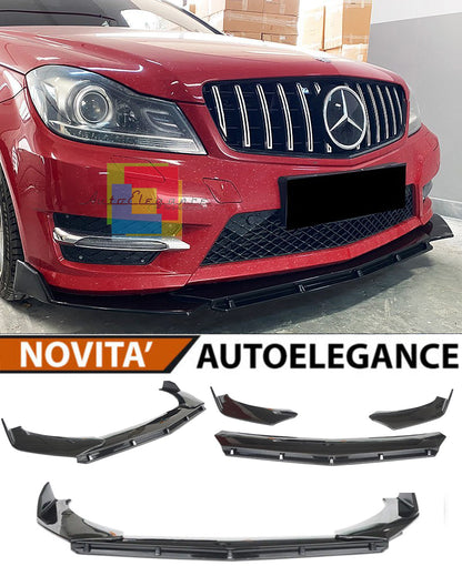 MERCEDES C-CLASS W204 S204 FRONT BUMPER SPLITTER GLOSS BLACK RS LOOK