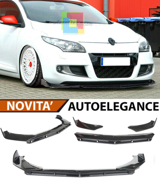 RENAULT MEGANE 3 III FRONT BUMPER SPLITTER GLOSSY BLACK RS LOOK