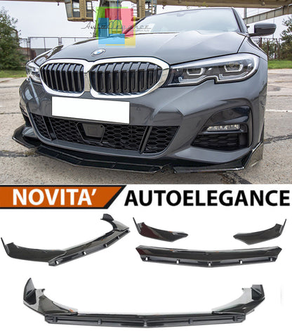 BMW SERIE 3 G20 G21 SPLITTER PARAURTI ANTERIORE NERO LUCIDO LOOK M3 AUTOELEGANCERICAMBI