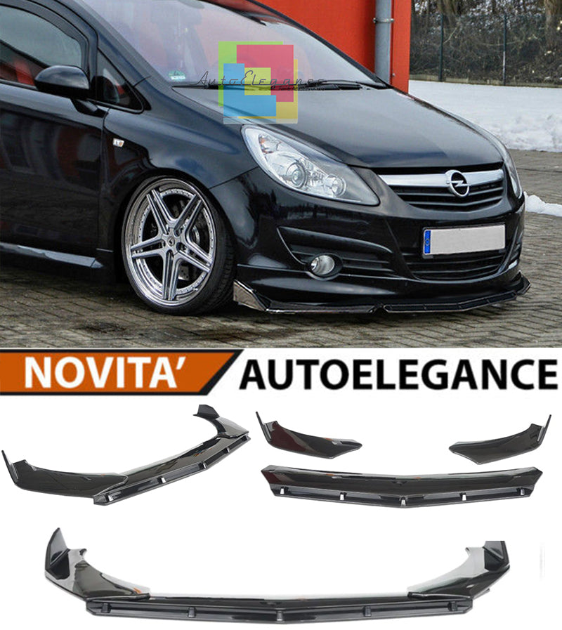 OPEL CORSA D SPLITTER PARAURTI ANTERIORE NERO LUCIDO LOOK RS