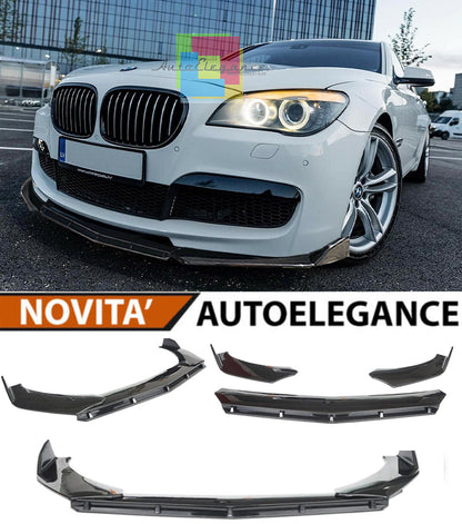 BMW SERIE 7 F01 F02 SPLITTER PARAURTI ANTERIORE NERO LUCIDO LOOK RS AUTOELEGANCERICAMBI