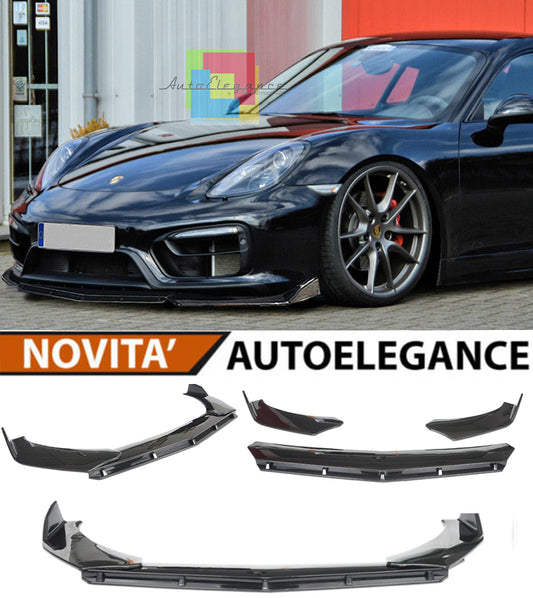 PORSCHE CAYMAN 981 FRONT BUMPER SPLITTER GLOSS BLACK RS LOOK