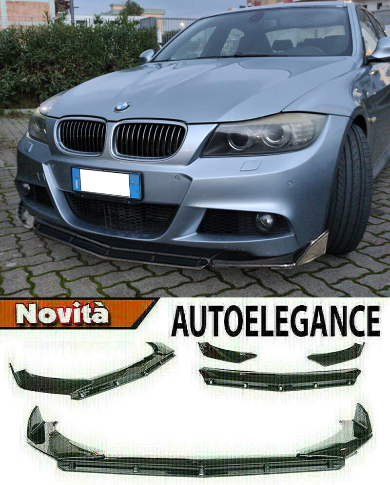 BMW SERIE 3 E90 E91 SPLITTER SOTTO PARAURTI ANTERIORE NERO LUCIDO LOOK M3 AUTOELEGANCERICAMBI