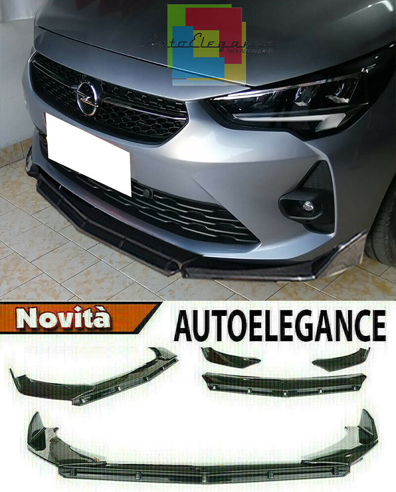 OPEL CORSA F FRONT BUMPER SPLITTER GLOSSY BLACK RS LOOK