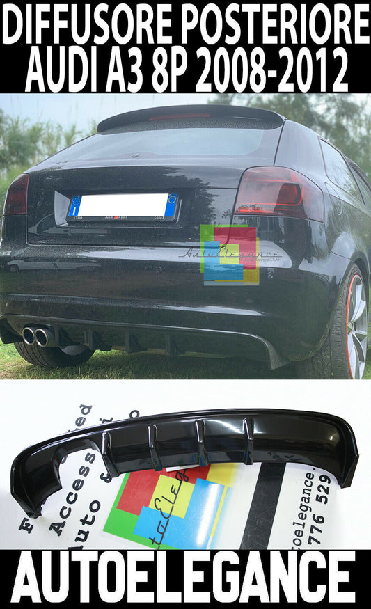 DIFFUSORE POSTERIORE AUDI A3 S3 8P SPORTBACK 3 PORTE 08-12 SOTTO PARAURTI RS3